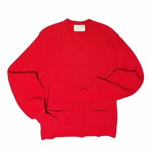 Arnold Palmer Red Wool V-Neck Vintage Knit Pullover size Small